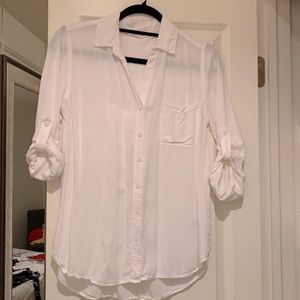 Beach lunch lounge white button down shirt